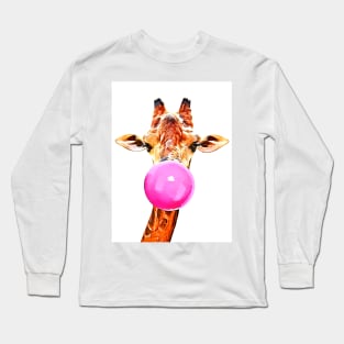 Giraffe with Bubblegum Long Sleeve T-Shirt